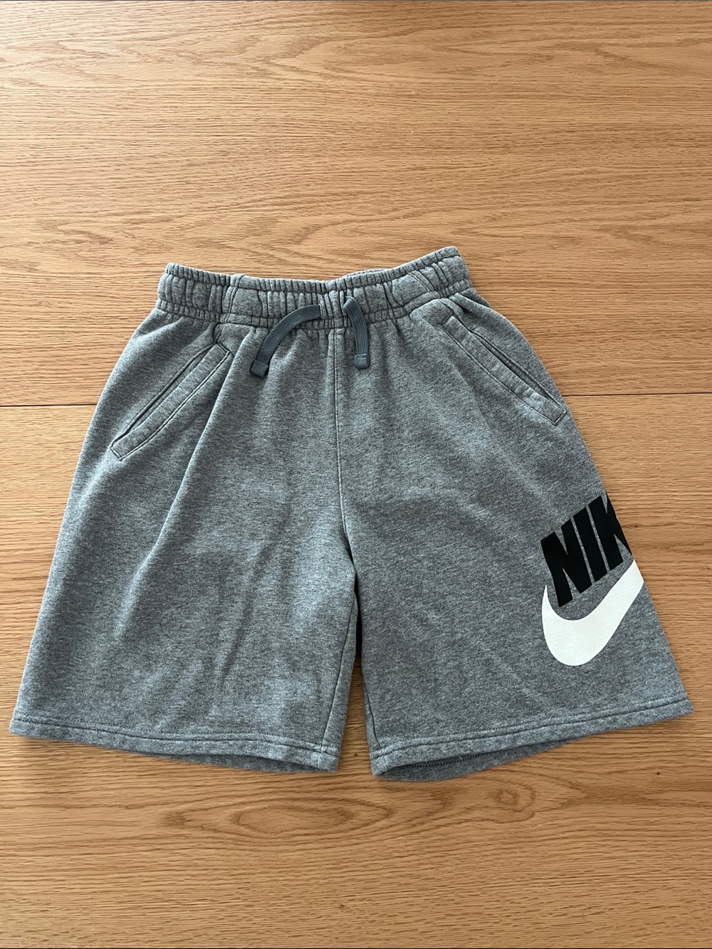Nike Grey Shorts with Black and White Logo Youth XL